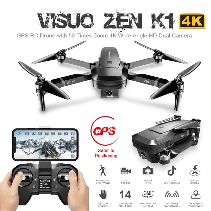 Visuo ZEN K1 GPS RC Drone with 4K HD Dual Camera Gesture Control 5G Wifi FPV Brushless Motor Flight 28mins Dron VS F11 B4W SG906