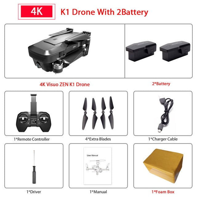 Visuo ZEN K1 GPS RC Drone with 4K HD Dual Camera Gesture Control 5G Wifi FPV Brushless Motor Flight 28mins Dron VS F11 B4W SG906
