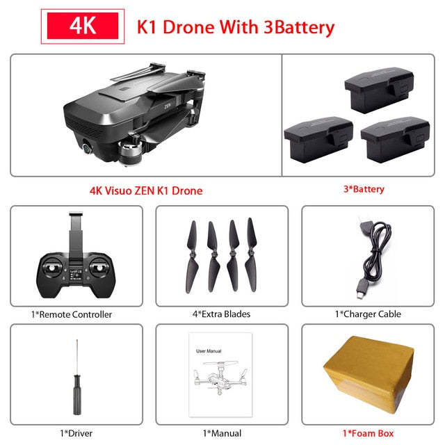 Visuo ZEN K1 GPS RC Drone with 4K HD Dual Camera Gesture Control 5G Wifi FPV Brushless Motor Flight 28mins Dron VS F11 B4W SG906