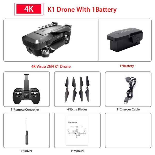Visuo ZEN K1 GPS RC Drone with 4K HD Dual Camera Gesture Control 5G Wifi FPV Brushless Motor Flight 28mins Dron VS F11 B4W SG906