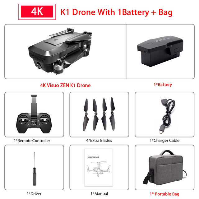 Visuo ZEN K1 GPS RC Drone with 4K HD Dual Camera Gesture Control 5G Wifi FPV Brushless Motor Flight 28mins Dron VS F11 B4W SG906