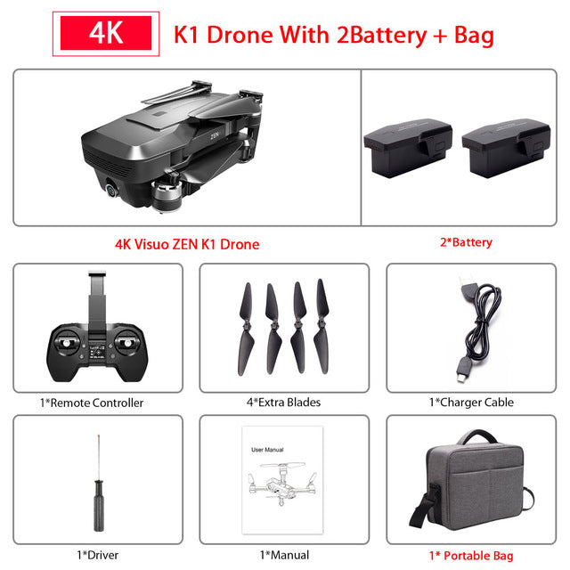 Visuo ZEN K1 GPS RC Drone with 4K HD Dual Camera Gesture Control 5G Wifi FPV Brushless Motor Flight 28mins Dron VS F11 B4W SG906