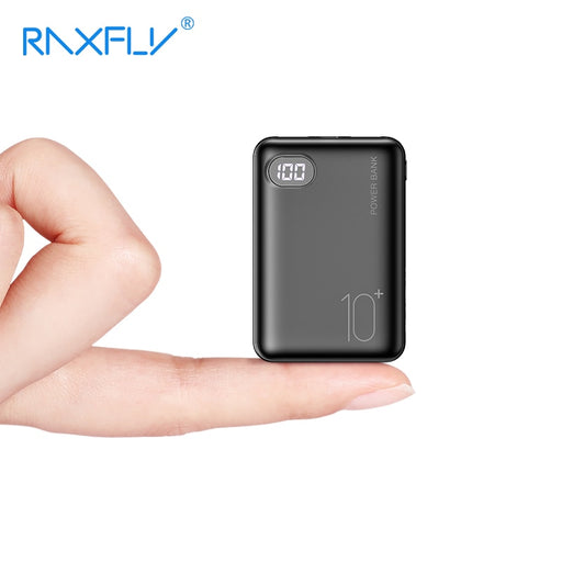 RAXFLY Mini Power Bank 10000mAh Dual USB Portable Charger Powerbank For Xiaomi Mi 9T Pro LED Display External Battery Poverbank