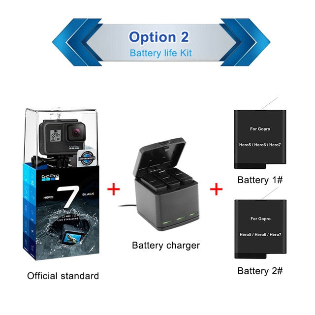 Original GoPro Action Camera HERO 7 Black 4K 60fps 1080P 240fps video Go Pro Sport cam 12MP Photo wifi Live Streami Hyper Smooth
