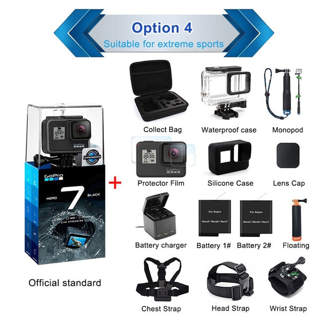 Original GoPro Action Camera HERO 7 Black 4K 60fps 1080P 240fps video Go Pro Sport cam 12MP Photo wifi Live Streami Hyper Smooth