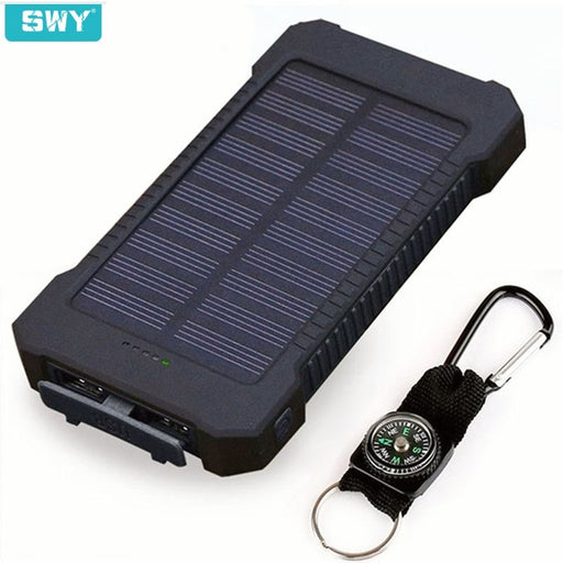 Waterproof Solar 30000mAh Solar Power Bank Charger 2 USB Ports External Charger Powerbank for Xiaomi with LED Light