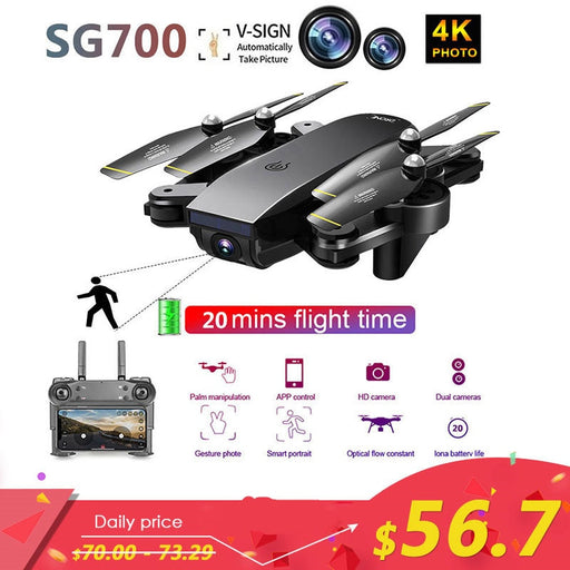SG700 Upgraded Foldable RC Drones WIFI FPV 4K Dual Camera Drone Follow Mode APP Control Quadcopter For Gift Toy Dron Drone 4K