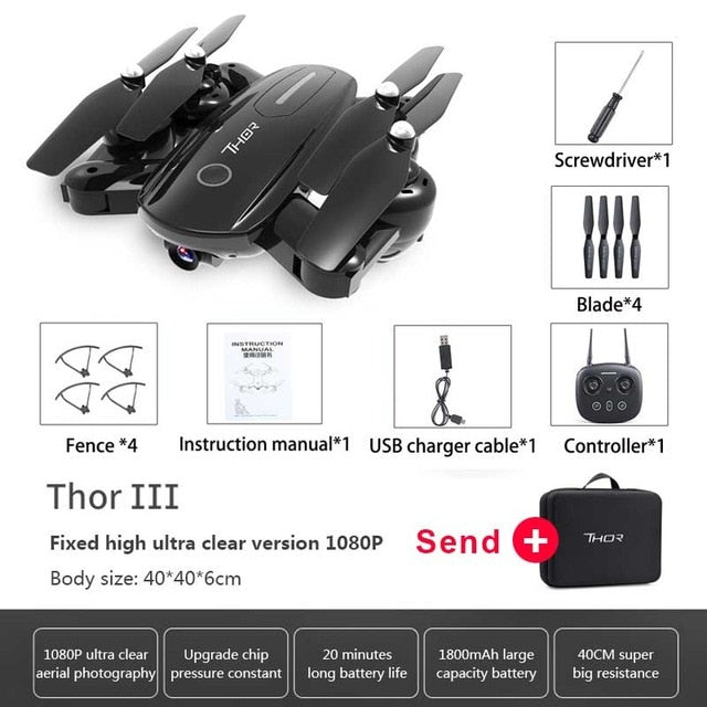 Newest Thor Professional Quadcopter Drones Optical Flow Folding Fixed High 1080p FPV HD Camera Four-axis Aircraft RC Helicopters