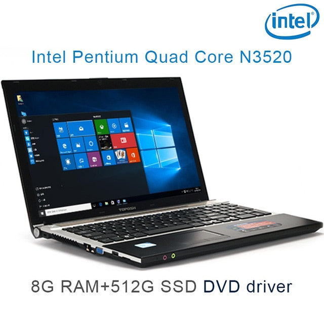 P08 laptop 15.6" CPU N3520 8G RAM 1024GB SSD DVD ROM HD Screen gaming notebook laptop