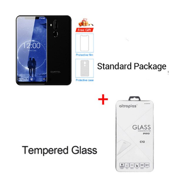OUKITEL C12 6.18" Android 8.1 Mobile Phone MT6580 Quad Core 2G RAM 16G ROM Fingerprint 3G 3300mAh Smartphone Face ID