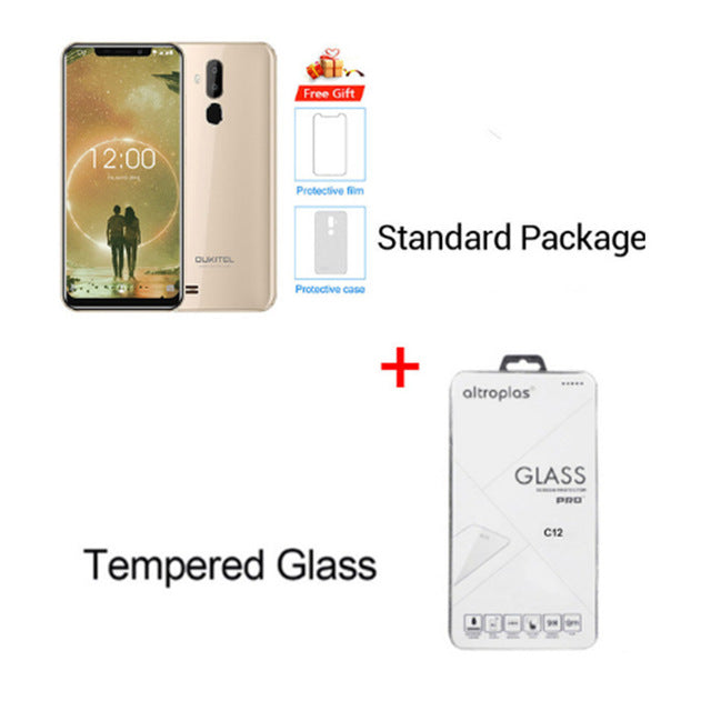 OUKITEL C12 6.18" Android 8.1 Mobile Phone MT6580 Quad Core 2G RAM 16G ROM Fingerprint 3G 3300mAh Smartphone Face ID