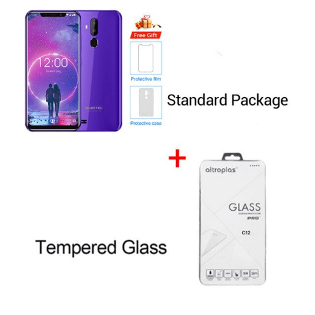 OUKITEL C12 6.18" Android 8.1 Mobile Phone MT6580 Quad Core 2G RAM 16G ROM Fingerprint 3G 3300mAh Smartphone Face ID