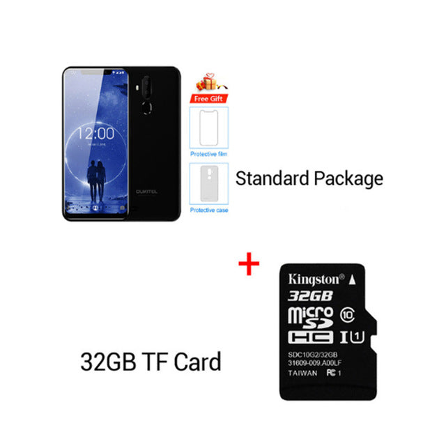 OUKITEL C12 6.18" Android 8.1 Mobile Phone MT6580 Quad Core 2G RAM 16G ROM Fingerprint 3G 3300mAh Smartphone Face ID