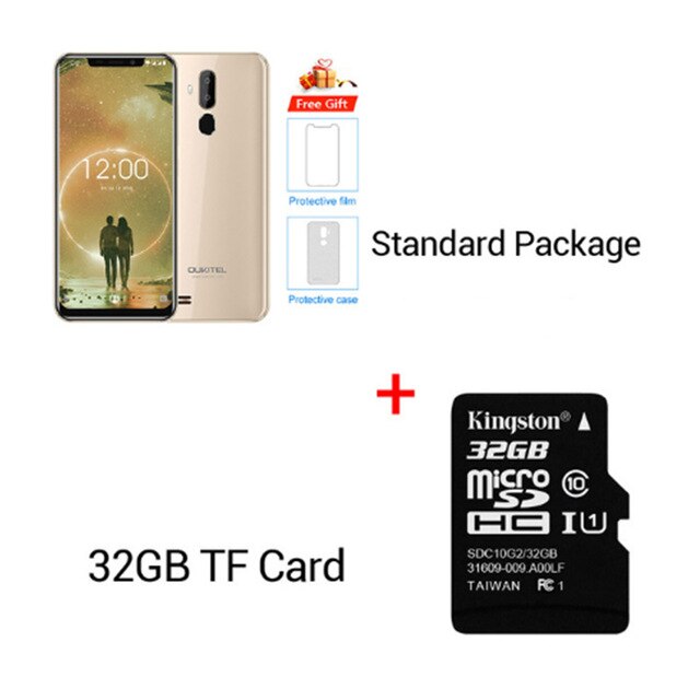 OUKITEL C12 6.18" Android 8.1 Mobile Phone MT6580 Quad Core 2G RAM 16G ROM Fingerprint 3G 3300mAh Smartphone Face ID