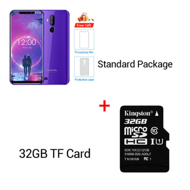 OUKITEL C12 6.18" Android 8.1 Mobile Phone MT6580 Quad Core 2G RAM 16G ROM Fingerprint 3G 3300mAh Smartphone Face ID