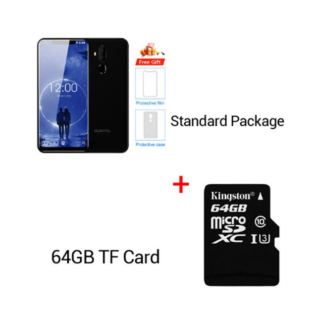 OUKITEL C12 6.18" Android 8.1 Mobile Phone MT6580 Quad Core 2G RAM 16G ROM Fingerprint 3G 3300mAh Smartphone Face ID