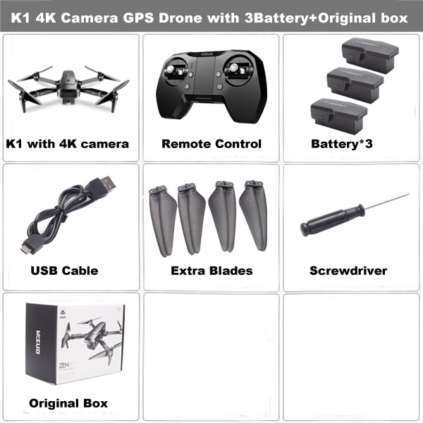 VISUO ZEN K1 GPS RC Drone with 4K Wide-Angle HD Dual Camera 5G WiFi FPV Brushless Drones Quadcopter 50 Times Zoom 28 Mins VS F11