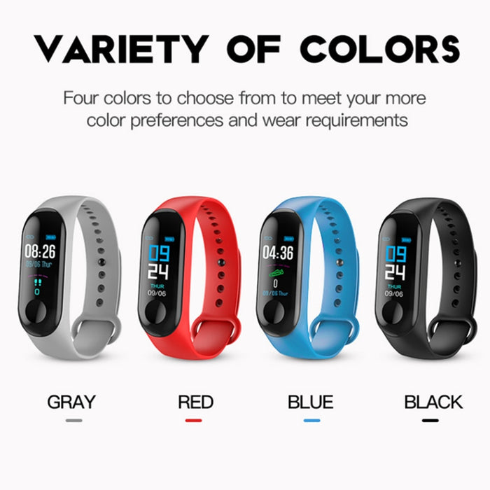 LYKRY Smart Bracelet Sport Watch 90mAh Fitness Tracker M3 Color Display Smart Watch Men Women Heart Rate Blood Pressure