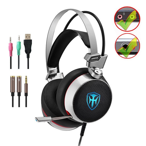 Stereo Gaming Headset Virtual Surround Bass Gaming Earphone Headphone with Mic LED Light For Computer PC Gamer For Mobile Phone