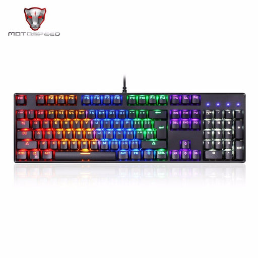 Motospeed CK96 Wired Full 104 Key Mechanical Keyboard 9 LED Light Color Gaming Keyboard with LED Backlight