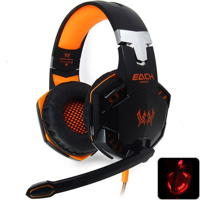 Original EACH G2000 Gaming Headset Stereo Sound 2.2m Wired Headphone with Mic  Noise Cancelling LED Light for Computer PC Gamer