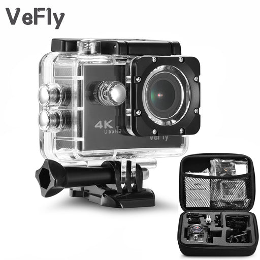 VeFly 2.0 inch Screen Wifi 1080P 4K Waterproof Sports Action Camera, black portable 16MP Sport Cam Go Pro Accessories case set