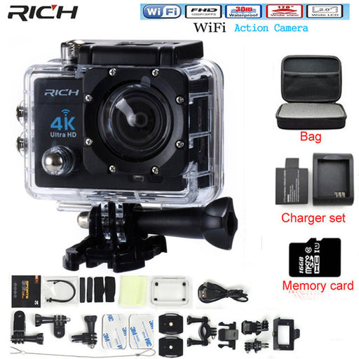 RICH Action Camera Camcorder HD 4K 14MP WIFI 1080P 2.0 inch 170 Degree Lens go 30M Waterproof pro Action Camera