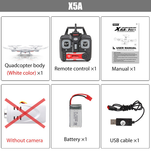 Original Syma X5A Drone 2.4G 4CH RC Helicopter Quadcopter with No Camera Aircraft Dron for Novice Ship 1 / 2 batteries