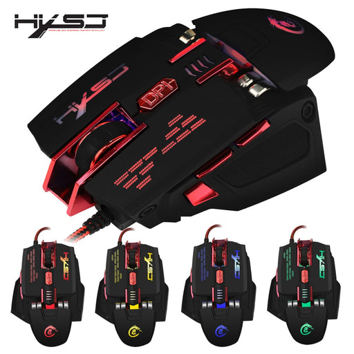 HXSJ 7keys Macro programming gaming mouse four-color glow mouse 4000dpi two hand rest and configuration weight adjustable