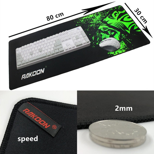 Green Print Large Gaming Mouse Pad Anti-slip Natural Rubber Mouse Mat Keyboard Pad Desk Mat For Laptop Computer Gamer Mousepad