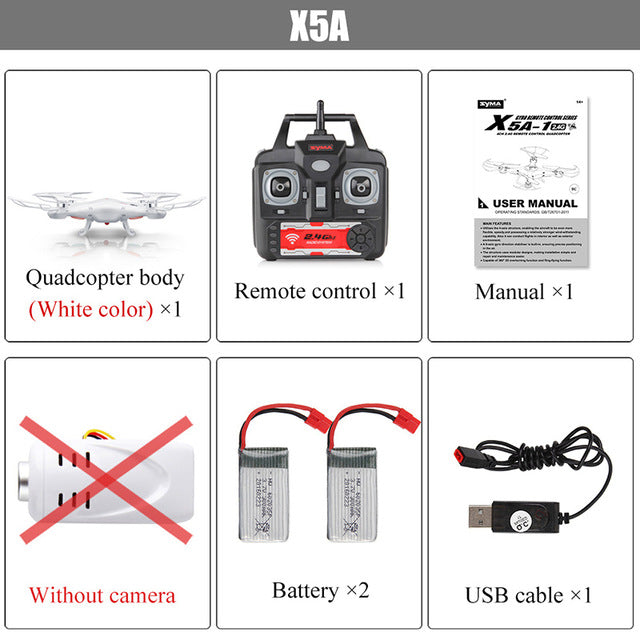 Original Syma X5A Drone 2.4G 4CH RC Helicopter Quadcopter with No Camera Aircraft Dron for Novice Ship 1 / 2 batteries