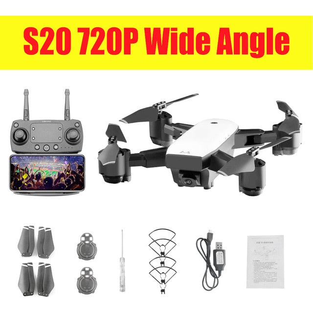 New Drone With wifi Camera 1080P or 720p HD 5MP Hover Helikopter pocket RC Drones S20  RC Quadcopter toys gift long actione time