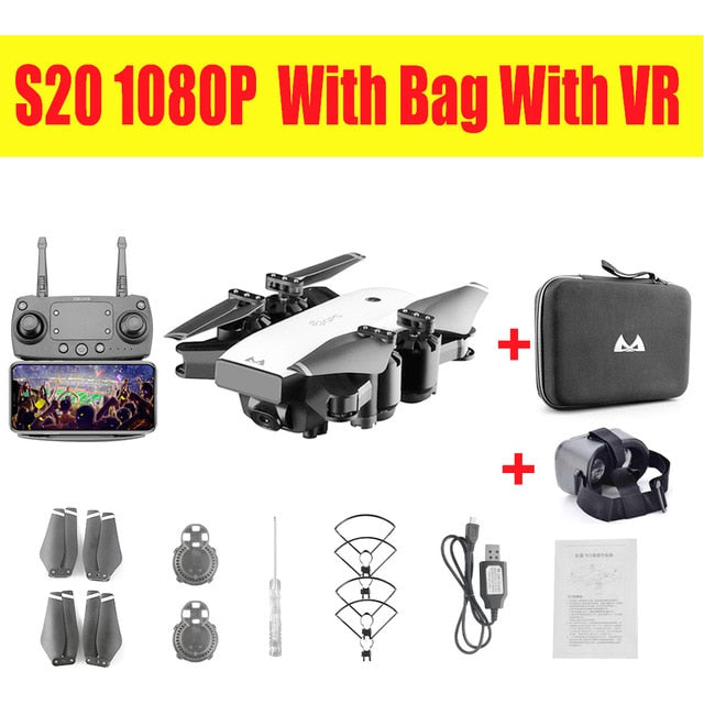 New Drone With wifi Camera 1080P or 720p HD 5MP Hover Helikopter pocket RC Drones S20  RC Quadcopter toys gift long actione time