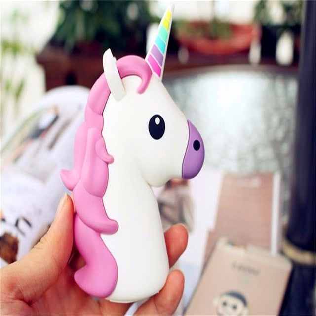Portable Battery Charger 8000 mah Funny Cute Emoji Unicorn Power Bank 18650 Charge Cartoon Powerbank Mini External Battery Bank