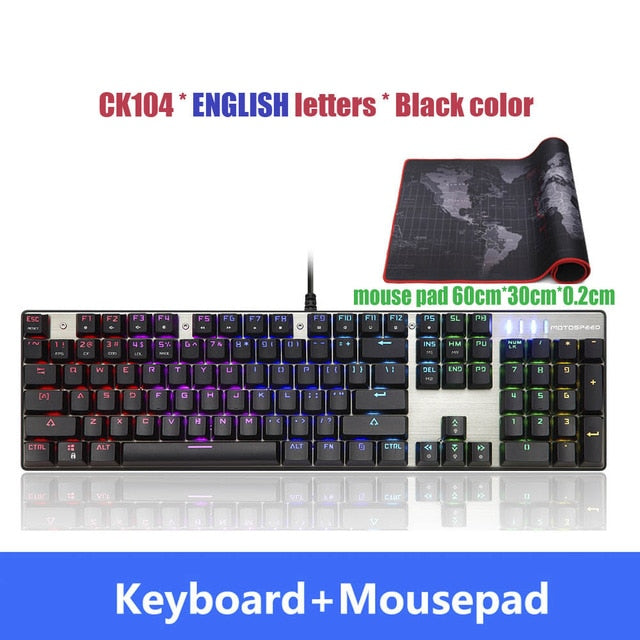 Original Motospeed CK104 Gaming Mechanical keyboard Wired Metal Blue Red Switch Russian V30 LED Backlit RGB for gamer Computer