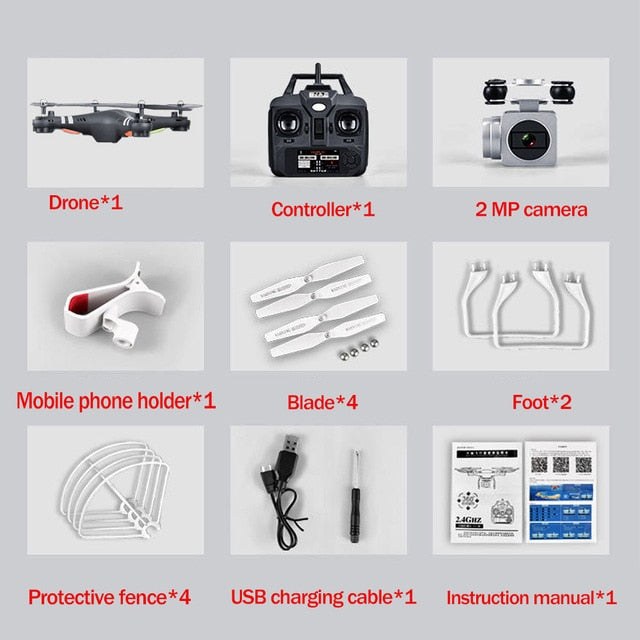 Original SH5 HD drone wide-angle HD 1080p Quadcopter aircraft one-touch landing / takeoff WIFI transmission Rc helicopter