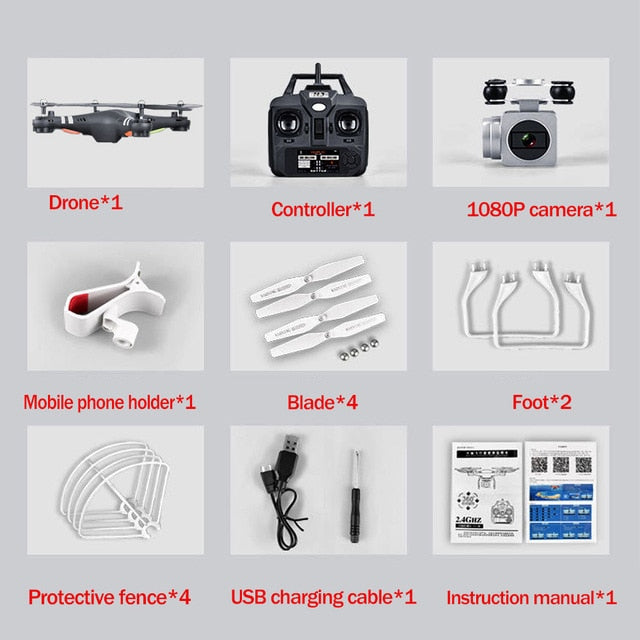 Original SH5 HD drone wide-angle HD 1080p Quadcopter aircraft one-touch landing / takeoff WIFI transmission Rc helicopter