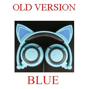 Glowing Light Cat Ear Headphones Stereo Cat Earphones 3.5mm Wired Gaming Headset for PC Gamer Mobile Phone SP4 New XBOX Tablet