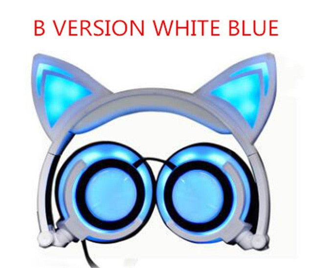 Glowing Light Cat Ear Headphones Stereo Cat Earphones 3.5mm Wired Gaming Headset for PC Gamer Mobile Phone SP4 New XBOX Tablet