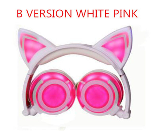 Glowing Light Cat Ear Headphones Stereo Cat Earphones 3.5mm Wired Gaming Headset for PC Gamer Mobile Phone SP4 New XBOX Tablet