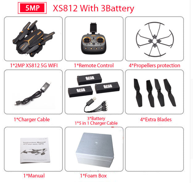 VISUO XS812 GPS RC Drone with 5MP HD Camera 5G WIFI FPV Altitude Hold One Key Return Quadcopter RC Helicopter VS SG900 S20 Dron