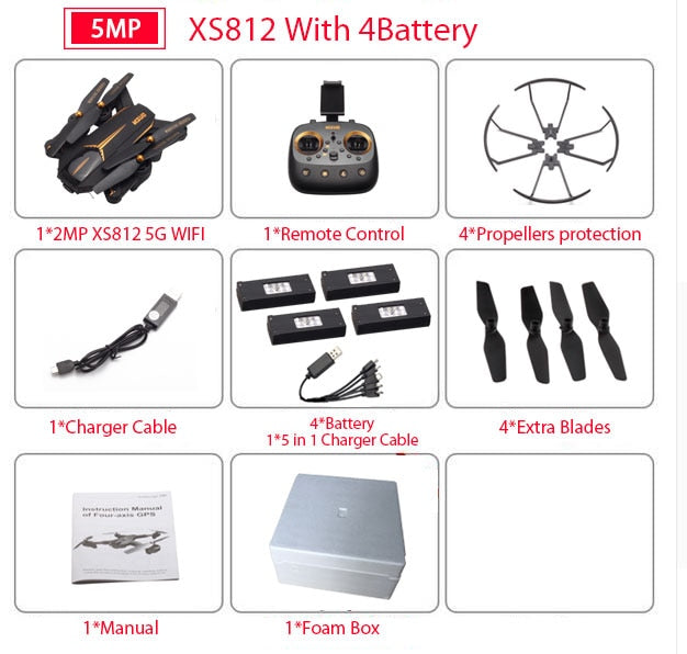 VISUO XS812 GPS RC Drone with 5MP HD Camera 5G WIFI FPV Altitude Hold One Key Return Quadcopter RC Helicopter VS SG900 S20 Dron