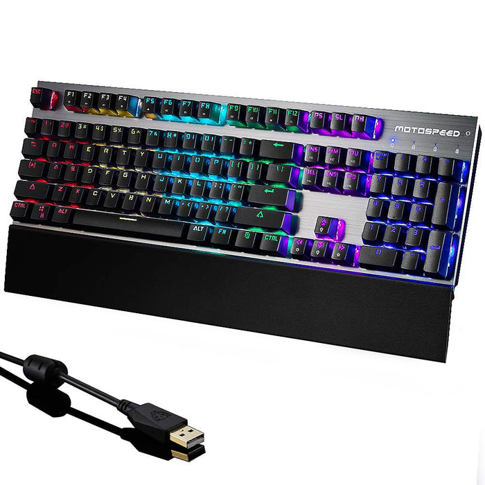 Motospeed Ck108 Usb Rgb Mechanical Gaming Keyboard Hand Rest-Black Switch