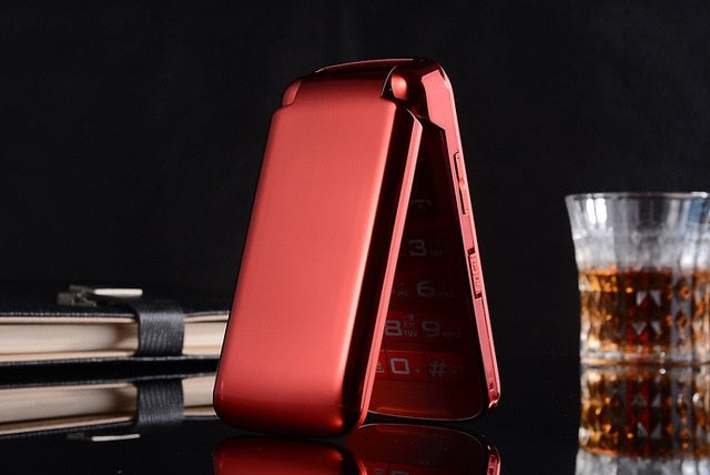 Unlock Dual Display Flip Simple Senior Mobile Phone No Camera SOS Fast Dailing Voice Changer Big Russian Key Torch Super Light