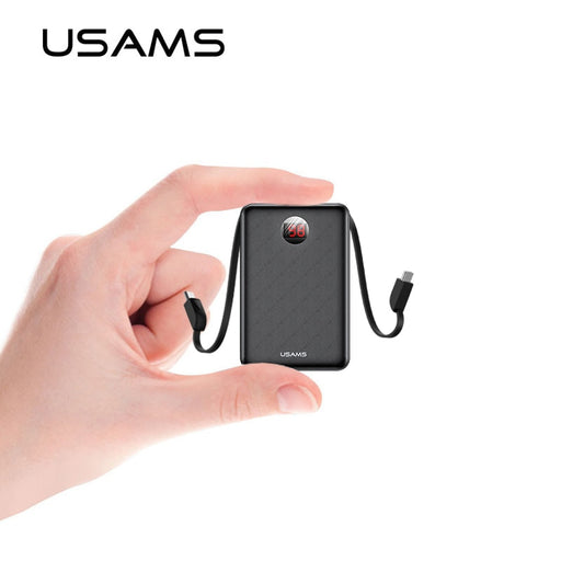 USAMS 10000mAh LED Digital Mini Power Bank Fast Charging 10000 mah Portable External Battery Charger Powerbank with type C Cable