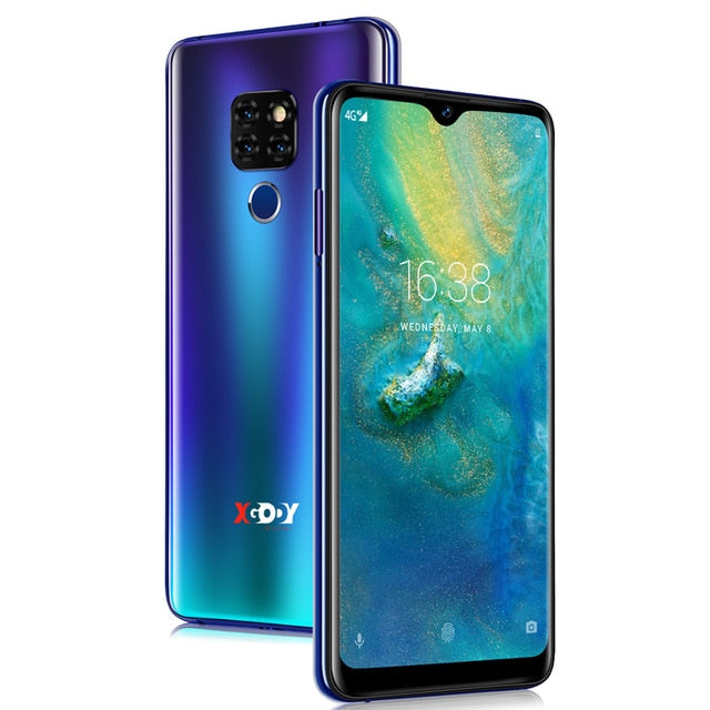 XGODY Mate 20 6.26" 19:9 4G Smartphone Android 9.0 2GB RAM 16GB ROM MTK6737 Quad Core 13MP Fingerprint Full Screen Mobile Phone