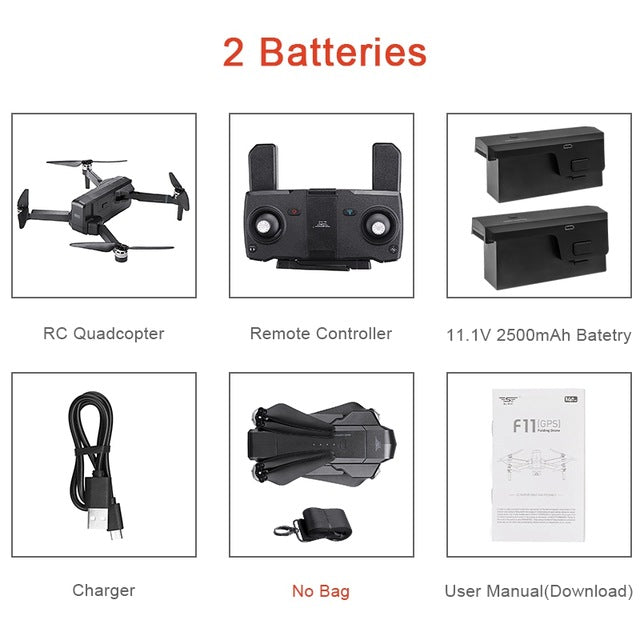 SJRC F11 PRO GPS 5G Wifi 500m FPV With 2K Wide Angle Camera 28 Mins Flight Time Brushless Foldable RC Drone Quadcopter RTF