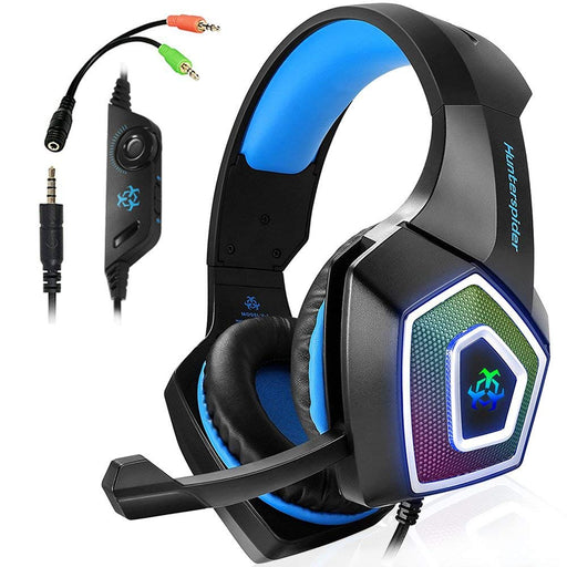 TTKK Hunterspider Gaming Headset For PS4, 3.5Mm Stereo Sound Cable Headset With Microphone Colorful LED Light Headphones