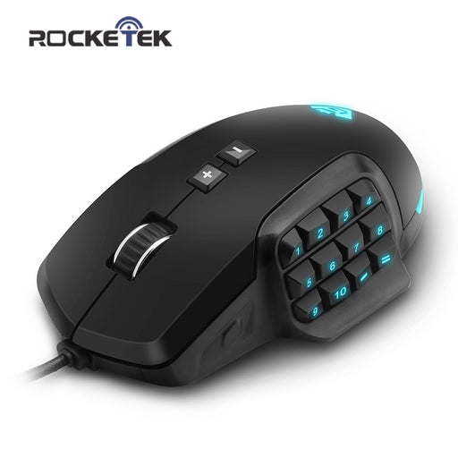 Rocketek USB RGB wired Gaming Mouse 24000 DPI 16 buttons laser programmable game mice backlight ergonomic for laptop computer