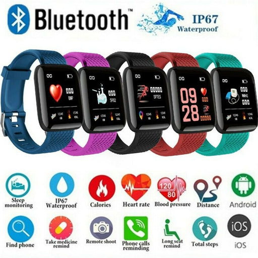 Bluetooth Smart Wrist Watch Blood Pressure Heart Rate Monitor Passometer Trackers Multifunction Sports Wristband For iOS Android